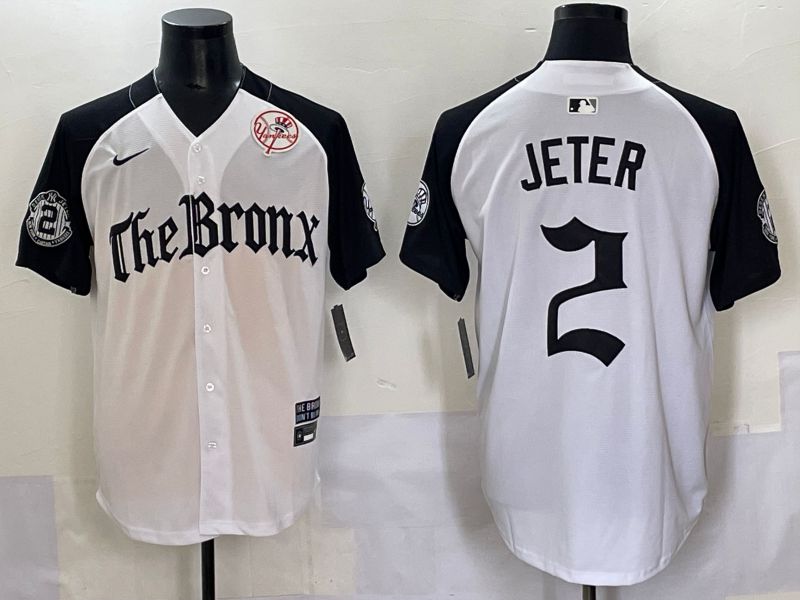 Men 2025 New York Yankees #2 Jeter White black Five generations Joint Name Nike MLB Jersey style 55->chicago cubs->MLB Jersey